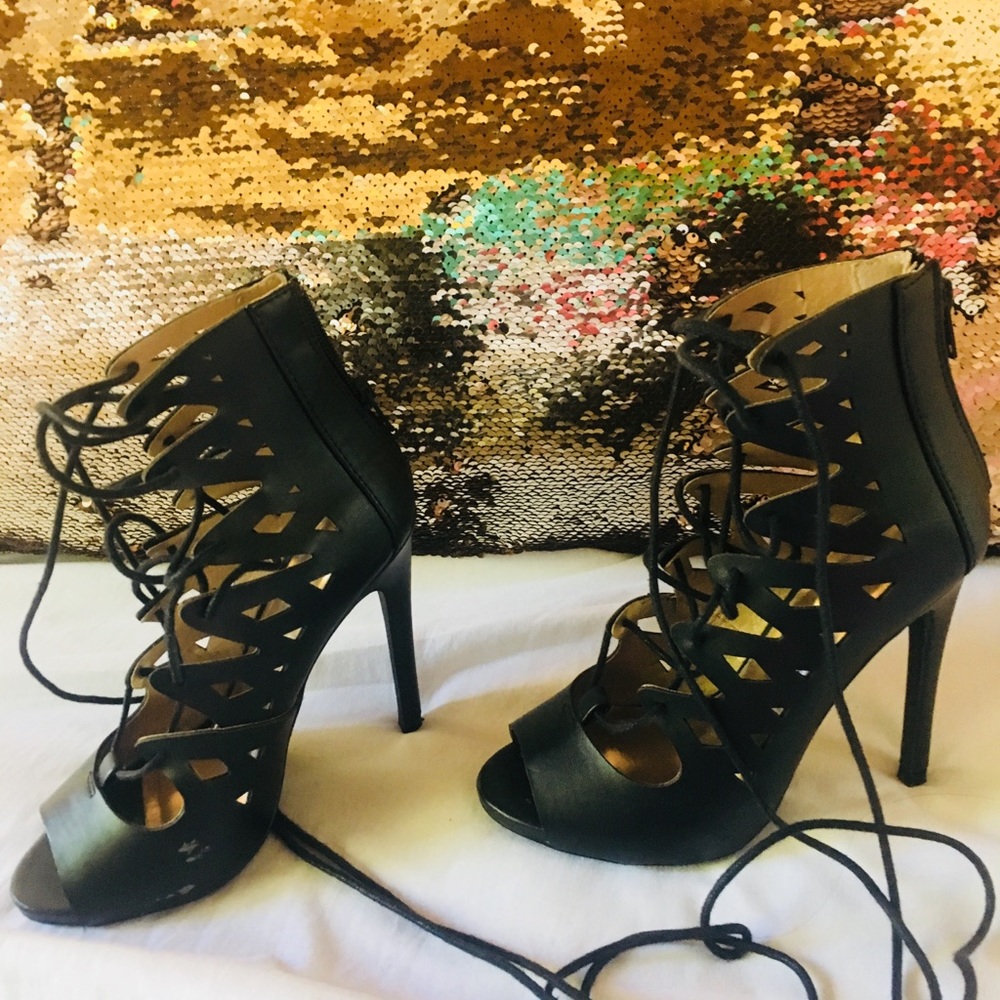 Laced Black Heels